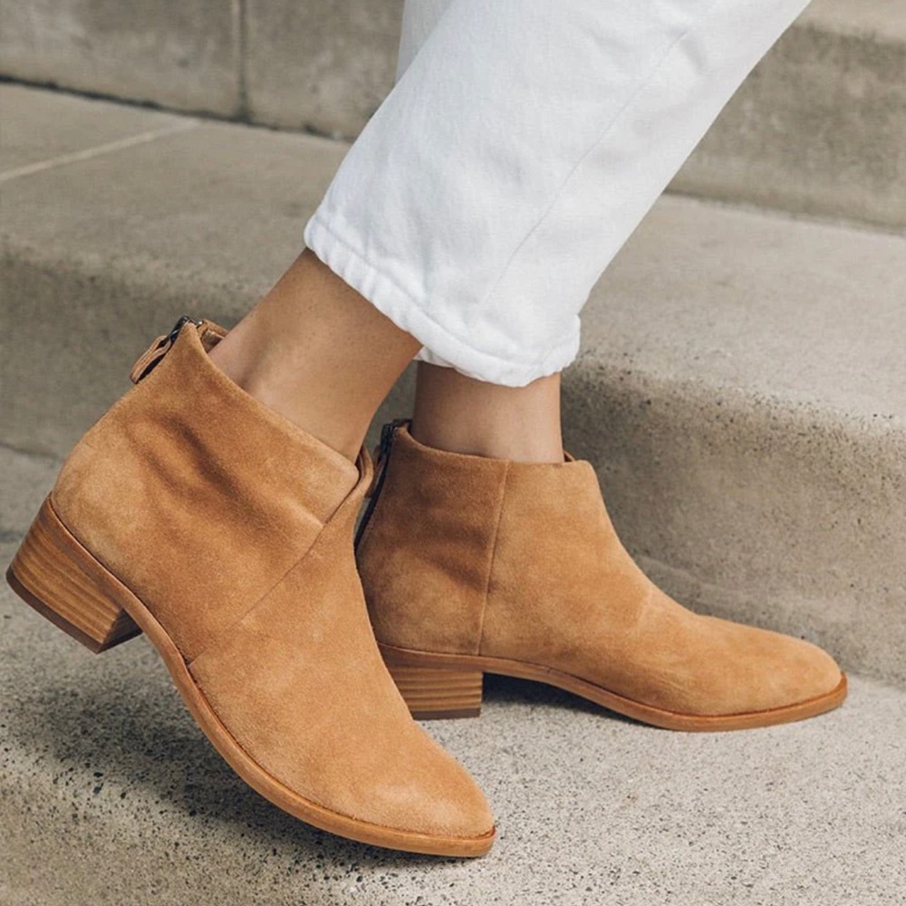 Soludos Venetian Bootie in Tan Suede